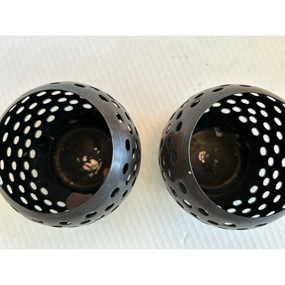 Brass Circular Bowel Shaped Votive Candle Holders X2 Spherical Multi Openings